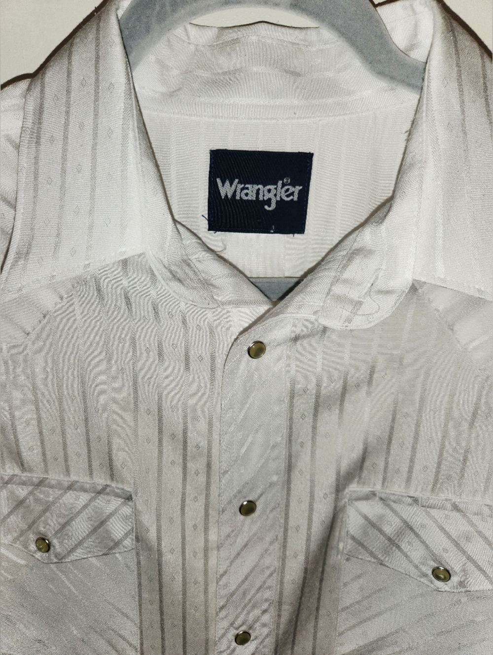 Wrangler Western 🤠 Dress Shirt Pearl Snap White Lg Sleeve Men Size XL EUC $36